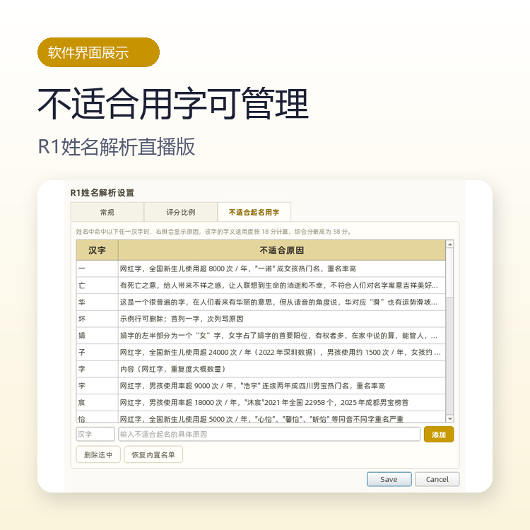 不适合起名用字管理:网红字重名数据与谐音风险原因列表